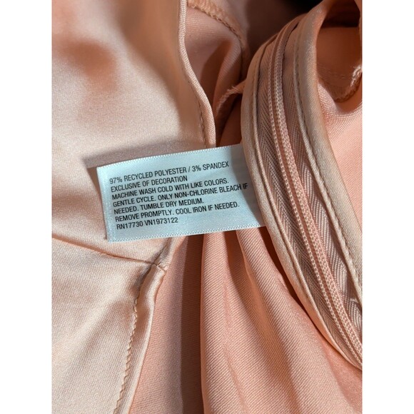 Y2K Satin Babydoll Crop Top Coquette Peach Crochet Trim Flower Center Sz L Girly - Picture 8 of 10